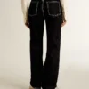 Pantalones de mezclilla negros para mujer con efecto lavado aterciopelado