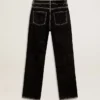 Pantalones de mezclilla negros para mujer con efecto lavado aterciopelado