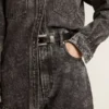 Pantalones de mezclilla negros para mujer con motivo floral