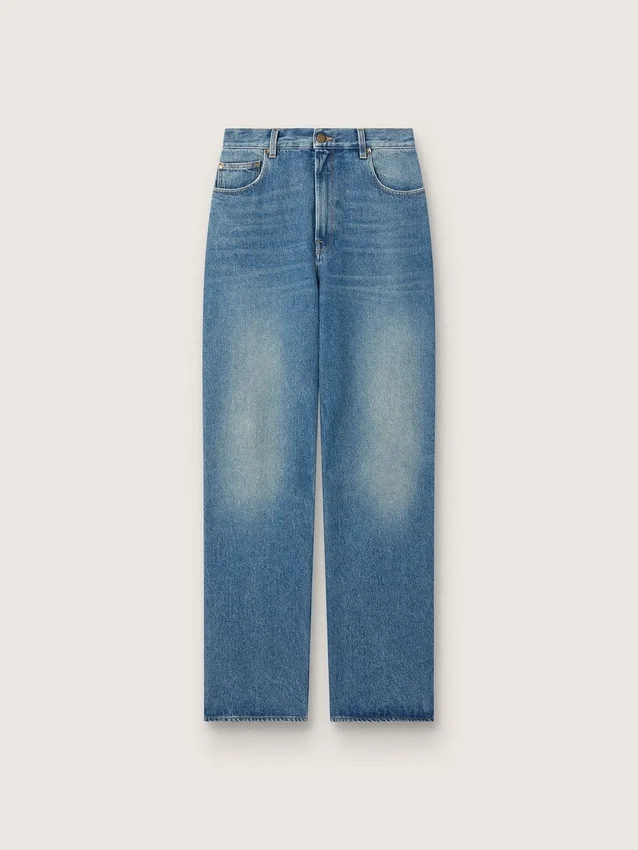 Pantalones de mezclilla para mujer con lavado medio