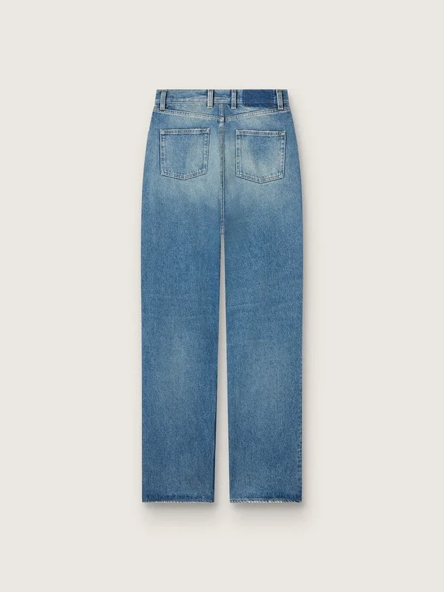 Pantalones de mezclilla para mujer con lavado medio