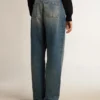 Pantalones de mezclilla para mujer con lavado medio