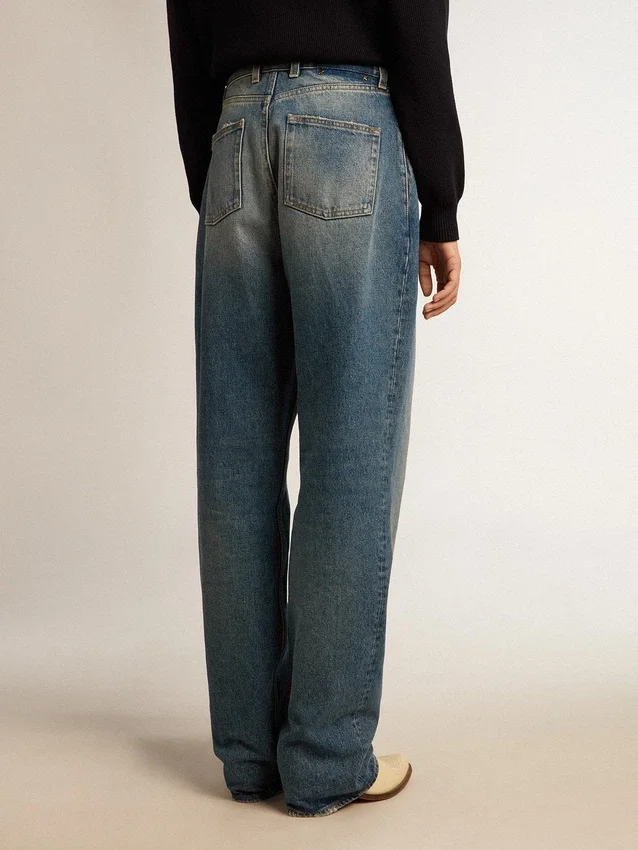 Pantalones de mezclilla para mujer con lavado medio