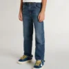 Pantalones de mezclilla para niños con bordes sin rematar y bordado