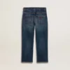Pantalones de mezclilla para niños con bordes sin rematar y bordado