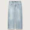 Pantalones de mezclilla para niños Golden en denim azul claro con logotipo bordado