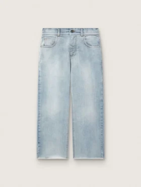 Pantalones de mezclilla para niños Golden en denim azul claro con logotipo bordado
