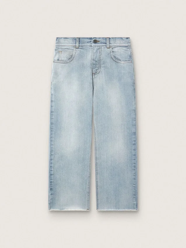 Pantalones de mezclilla para niños Golden en denim azul claro con logotipo bordado