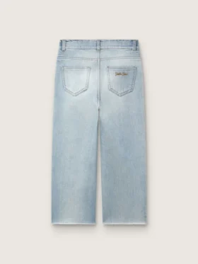 Pantalones de mezclilla para niños Golden en denim azul claro con logotipo bordado