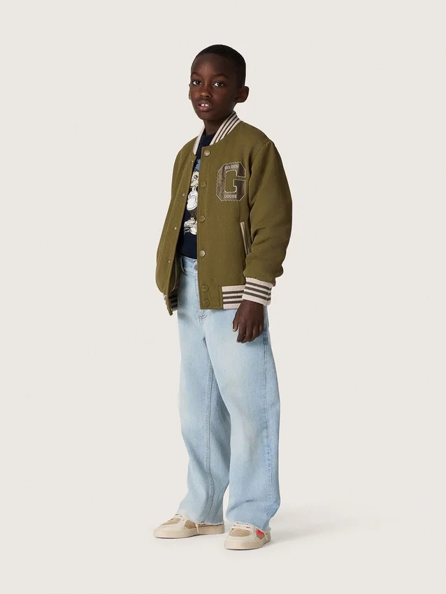 Pantalones de mezclilla para niños Golden en denim azul claro con logotipo bordado