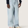 Pantalones de mezclilla para niños Golden en denim azul claro con logotipo bordado