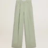 Pantalones de mujer de lana verde salvia