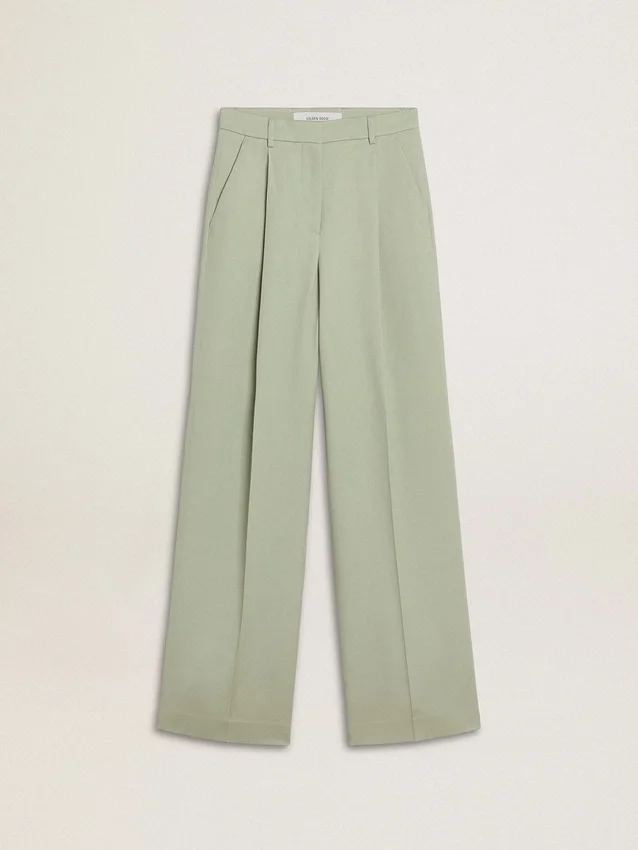 Pantalones de mujer de lana verde salvia