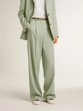 Pantalones de mujer de lana verde salvia