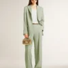 Pantalones de mujer de lana verde salvia