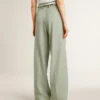 Pantalones de mujer de lana verde salvia