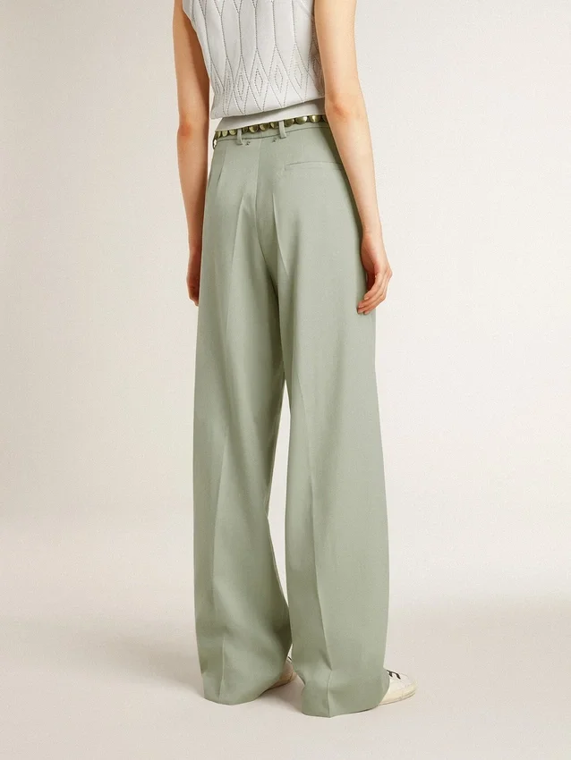 Pantalones de mujer de lana verde salvia