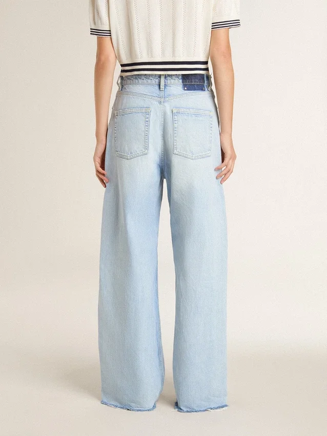 Pantalones de mujer en denim con efecto desgastado