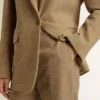 Pantalones de mujer en mezcla de lino con diseño de espiga color arena