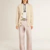 Pantalones de mujer en tela de lana entallada de color rosa