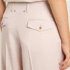 Pantalones de mujer en tela de lana entallada de color rosa