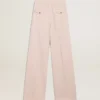 Pantalones de mujer en tela de lana entallada de color rosa