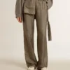 Pantalones de seda con mezcla de viscosa para mujer, de color verde y con estampado floral