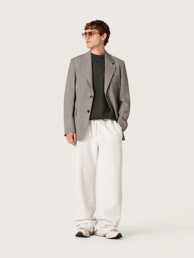 Chaqueta para hombre de lana gris con diseño de cuadros Príncipe de Gales