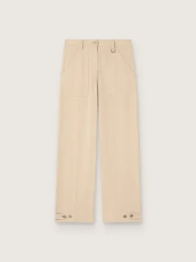 Pantalones de viscosa beige para mujer