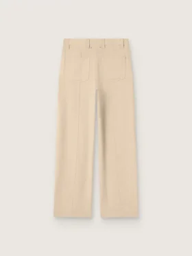 Pantalones de viscosa beige para mujer