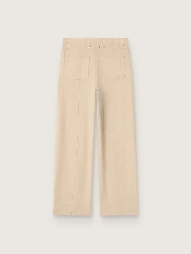 Pantalones de viscosa beige para mujer