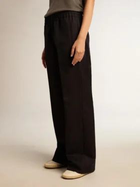 Pantalones deportivos para mujer de gabardina de lana azul oscuro