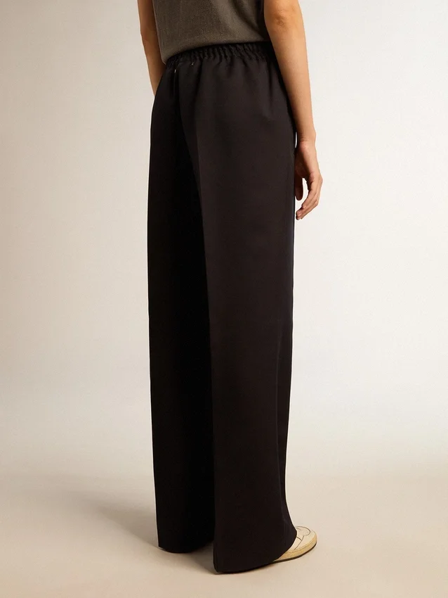 Pantalones deportivos para mujer de gabardina de lana azul oscuro