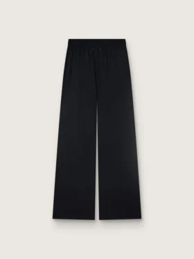 Pantalones deportivos para mujer en sarga de lana negra con bordado de lentejuelas