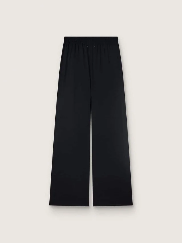 Pantalones deportivos para mujer en sarga de lana negra con bordado de lentejuelas