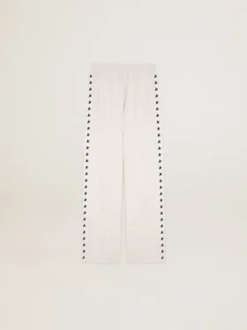 Pantalones joggers blancos para mujer con estrellas en los costados