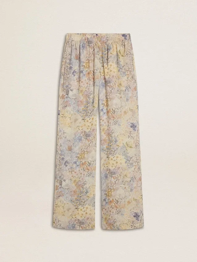 Pantalones joggers multicolores para mujer con estampado floral