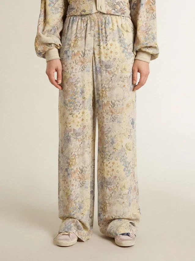 Pantalones joggers multicolores para mujer con estampado floral