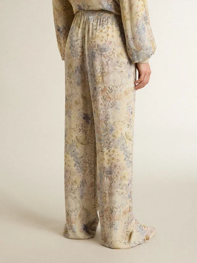 Pantalones joggers multicolores para mujer con estampado floral