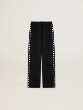 Pantalones joggers negros para mujer con estrellas blancas en los costados