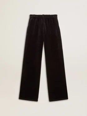 Pantalones joggers para mujer en mezcla de algodón con efecto terciopelo