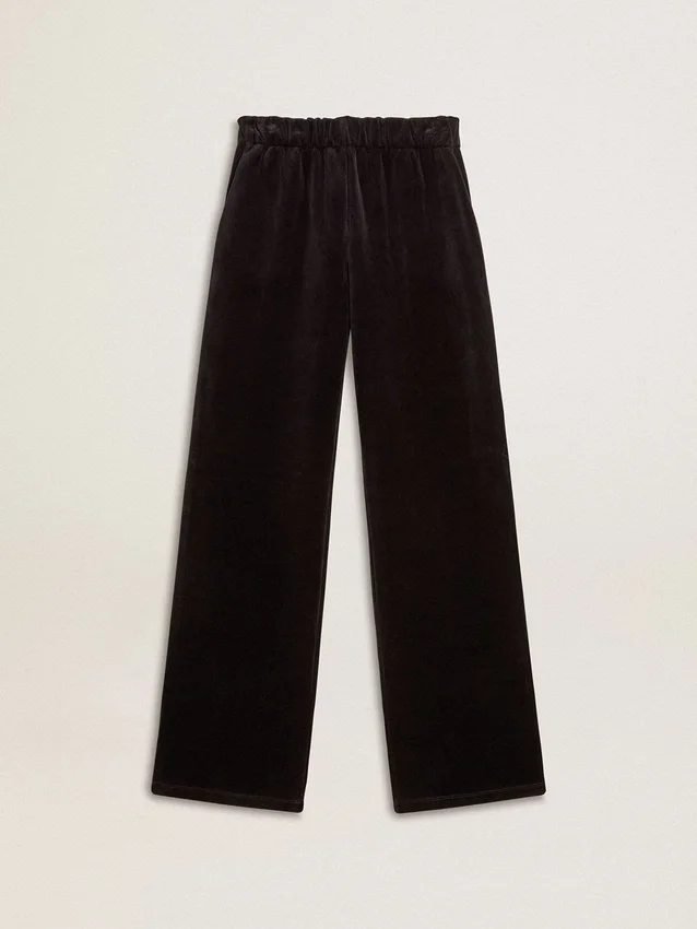 Pantalones joggers para mujer en mezcla de algodón con efecto terciopelo