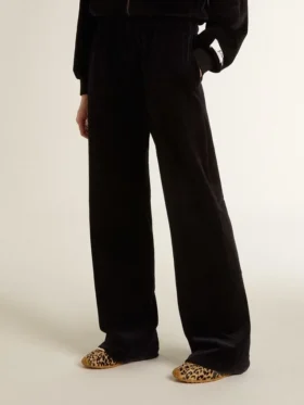 Pantalones joggers para mujer en mezcla de algodón con efecto terciopelo