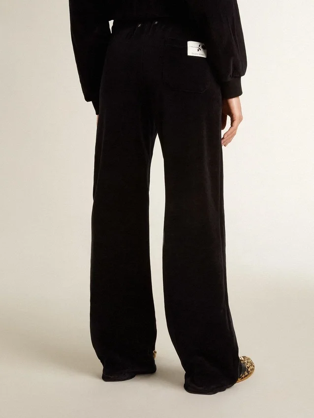 Pantalones joggers para mujer en mezcla de algodón con efecto terciopelo