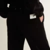 Pantalones joggers para mujer en mezcla de algodón con efecto terciopelo