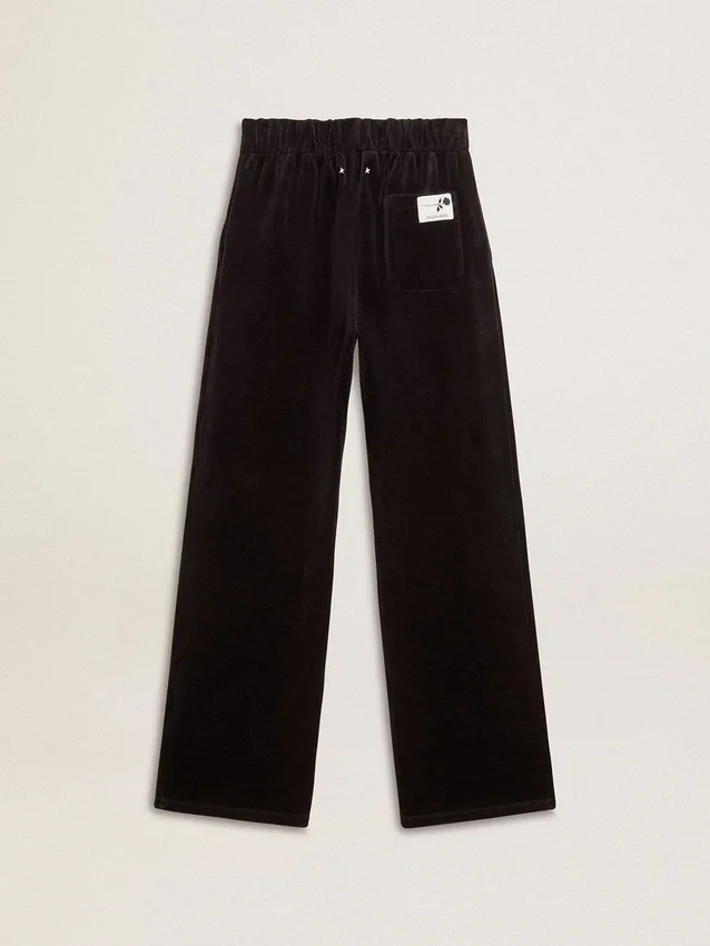 Pantalones joggers para mujer en mezcla de algodón con efecto terciopelo