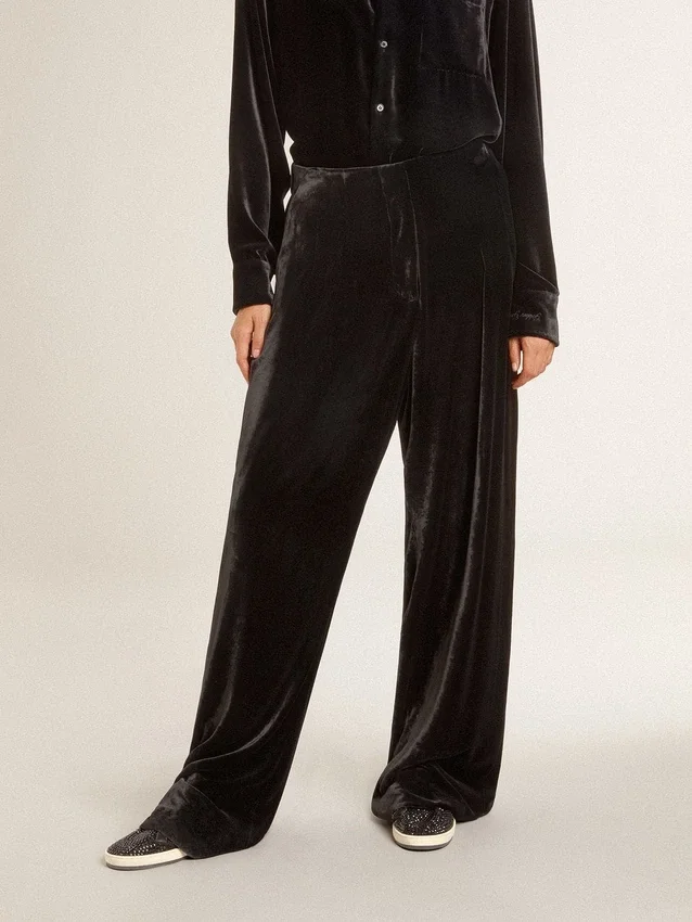 Pantalones negros con efecto terciopelo
