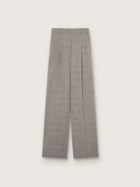 Pantalones oversize para mujer con estampado de cuadros Príncipe de Gales en gris