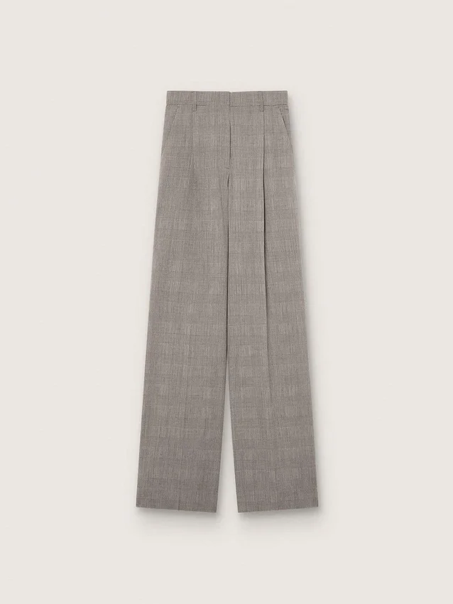 Pantalones oversize para mujer con estampado de cuadros Príncipe de Gales en gris