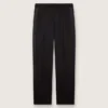 Pantalones para hombre de lana fresca negra con raya lateral de satén
